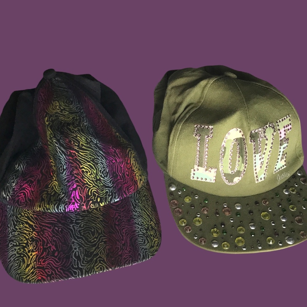 Two blingy caps. Best for smaller heads.